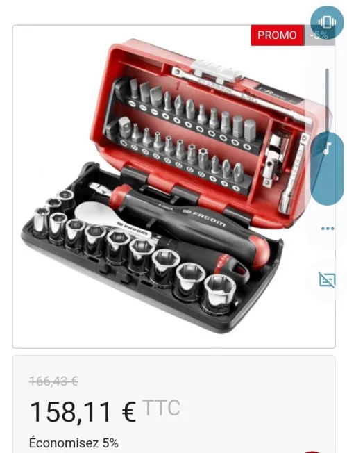 Coffret douilles, 6 pans en pouces, 1/4"