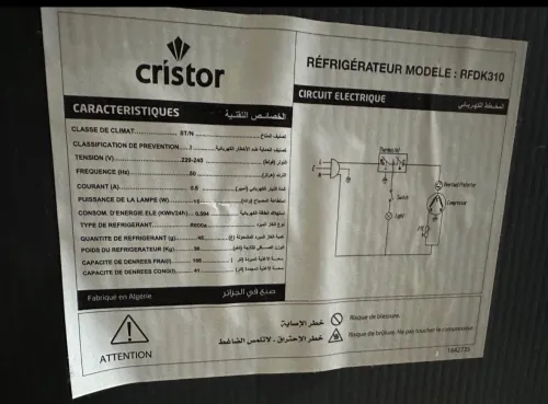 frigidaire cristor etat 9/10