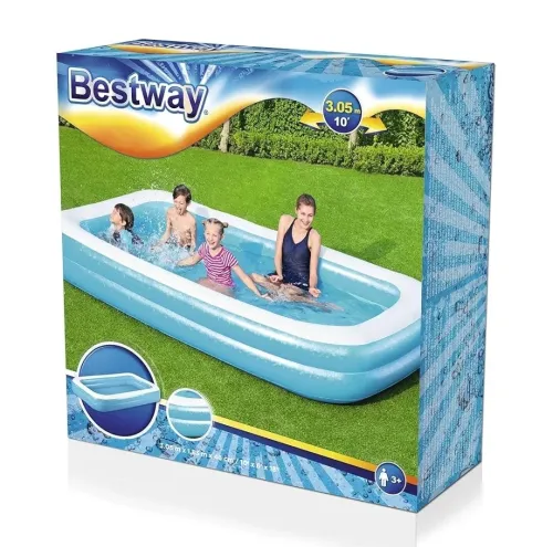 Piscine Bestway 54150 Rectangulaire Gonflable Familiale 3.05 x 1.83 x 0.46 M