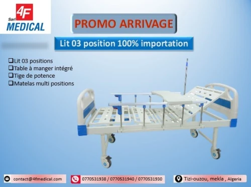 Lit médicalisé d'importation trois positions 