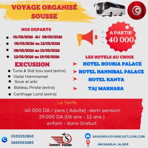 VOYAGE ORGANISE SOUSSE MAI