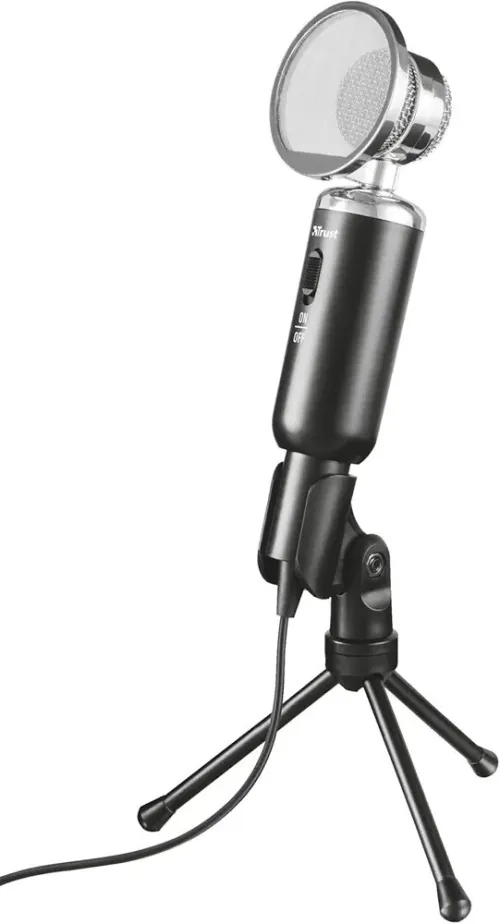 Trust 21672 Madell Microphone Stand for PC and Laptop with 3.5 mm Plug Black, 21.0 cm 6.0 cm 7.0
