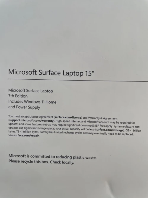 SURFACE LAPTOP 15 SNAPDRAGON X ELITE 12C 16GoLPDDR5X-256SSD 15POUCE 2K 
