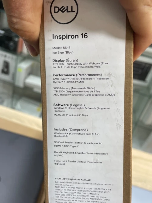 INSPIRON 16 Ryzen 7 8840u 16DDR5-1000ssd 16 POUCE FHD+ AMD 780M AZERTY