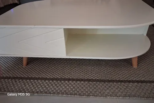 Table Basse Moderne Design Bicolore (Blanche & Bois)