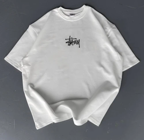 Tshirt blanc oversize coton unisex stussy تيشرت ابيض قطني 