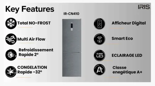Réfrigérateur Iris 400l 410l 420l 480l Nofrost Defrost