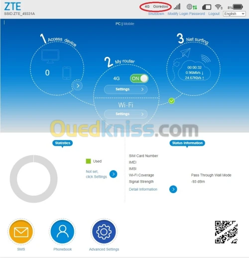 Modem 4G LTE Wi-FI Mobile ZTE MF920U