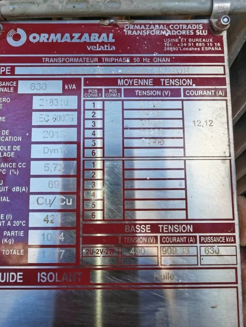 Poste transfo 630 kva