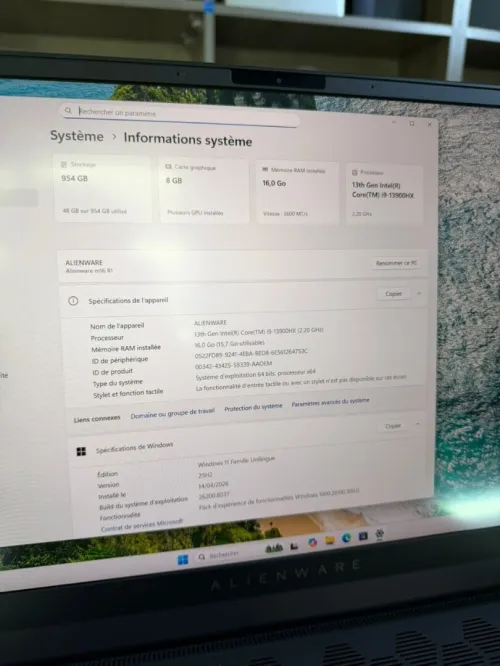 Alienware i9 13Th HX RTX4060 Ram16 1TO NVme