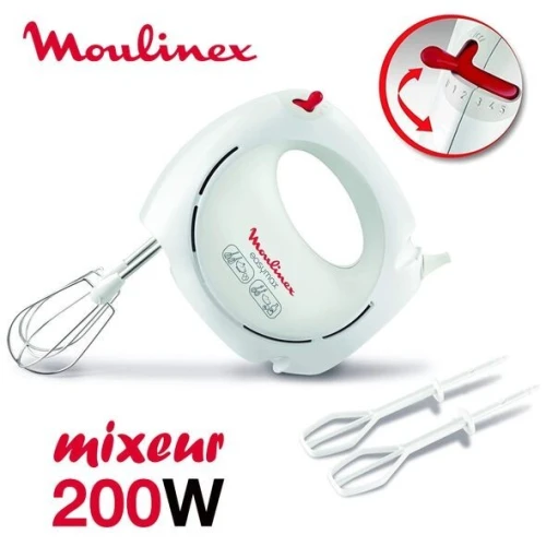 Moulinex Easy Max Batteur électrique, Commande unique, Ergonomique, Compact, 2 fouets, 2 vitesses 