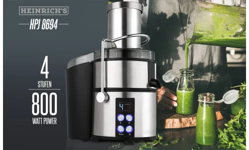 Presse-agrumes HEINRICHS pour fruits et légumes, acier inoxydable 800W, 