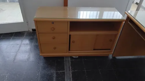 Bureau,retour et caisson à 3 tiroirs