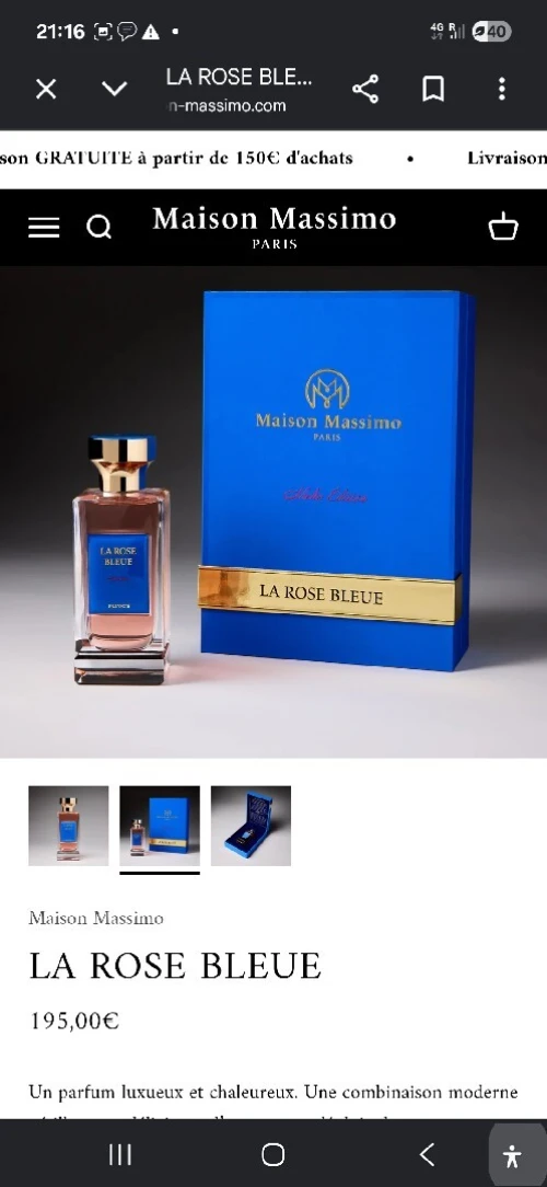 Parfum Maison Massimo La Rose Bleue Extrait de Parfum 100 ml Neuf Sous Blister.