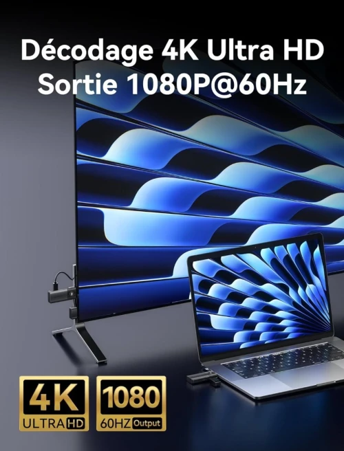Vention Émetteur et Récepteur HDMI Sans Fil 1080P 50M 5GHz pour PC, Caméra, Projecteur et Moniteur