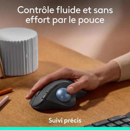 Logitech Ergo M575S - Souris Trackball Ergonomique Sans Fil (Graphite)