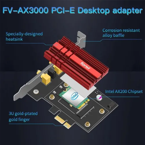 Fenvi FV-AX3000 WiFi 6 PCI-E 3000Mbps Bluetooth 5.1 Wifi Adapter