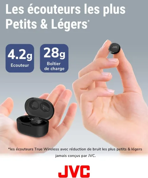 JVC HA-Z330T : Écouteurs Bluetooth True Wireless, Réduction de Bruit