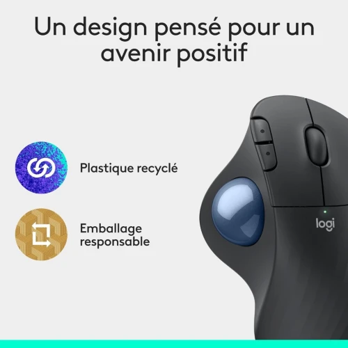 Logitech Ergo M575S - Souris Trackball Ergonomique Sans Fil (Graphite)