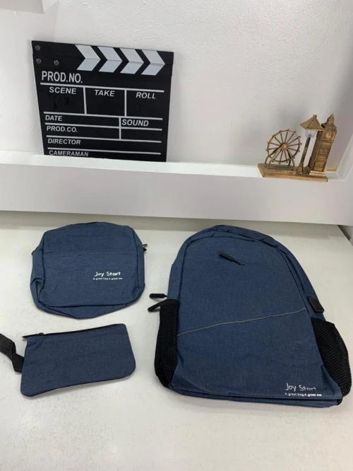 Sac à dos homme avec sac bandoulière et trousse 3en1 محفظة ظهر رجالية 3 قطع 