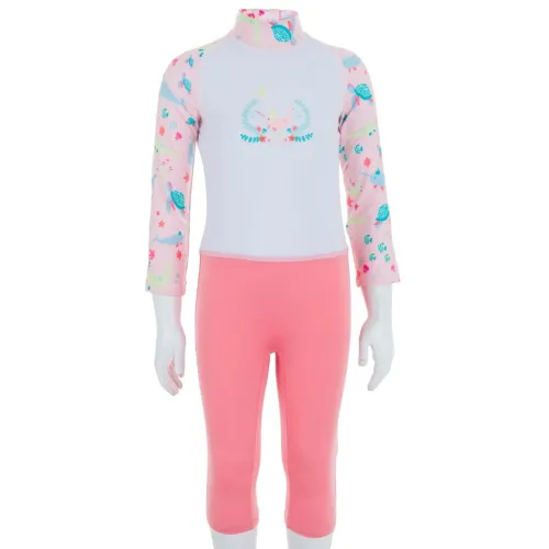 Combinaison De Natation Anti UV Bébé / Enfant Manches Courtes Rose Imprimé
