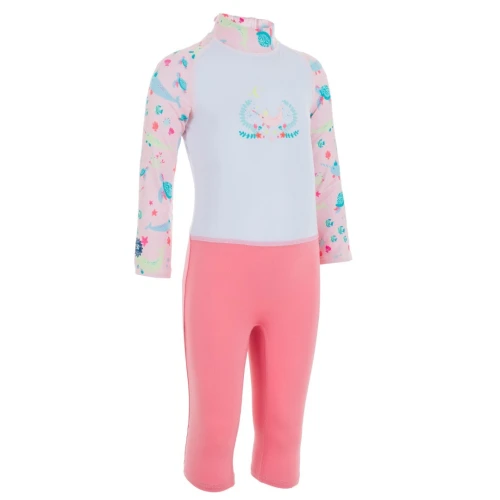 Combinaison De Natation Anti UV Bébé / Enfant Manches Courtes Rose Imprimé