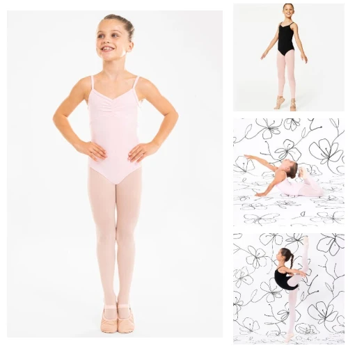 Decathlon Justaucorps danse classique rose pale fines bretelles filles