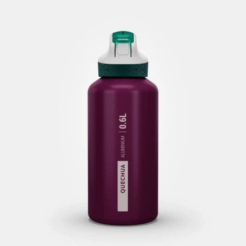 Gourde Decathlon enfant en alu 0,6L avec bouchon instantané et pipette pour la randonnée