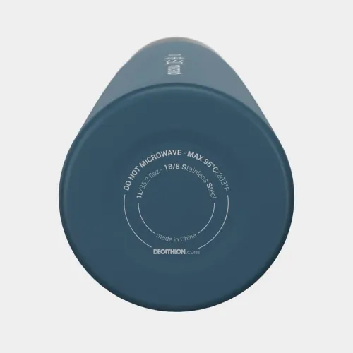 Bouteille isotherme inox 1L avec gobelet pour la randonnée - bleu