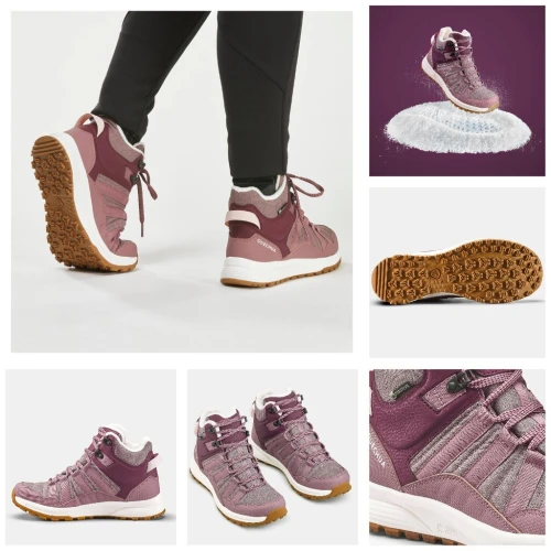 Chaussures de randonnée chaudes et imperméables femme, NH500 Mid bordeaux