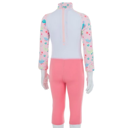 Combinaison De Natation Anti UV Bébé / Enfant Manches Courtes Rose Imprimé