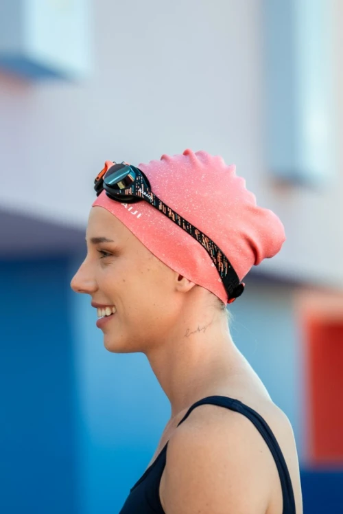 Bonnet de bain silicone pour cheveux longs DECATHLON
