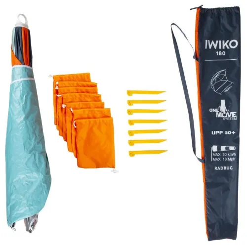 Parasol Sun Shelter 3 personnes UPF50+ Iwiko 180 - Menthe Gris Orange decathlon