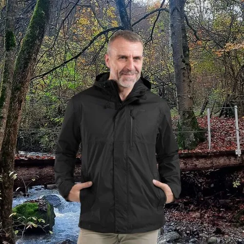 Veste imperméable de randonnée - NH500 coupe vent et pluie - Homme noir