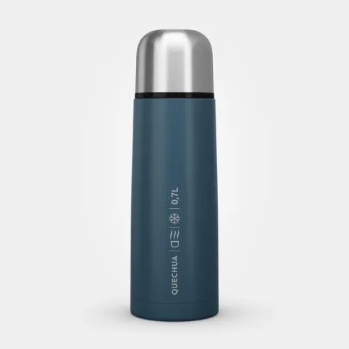 Bouteille Decathlon isotherme inox 0,7L avec gobelet pour la randonnée - bleu