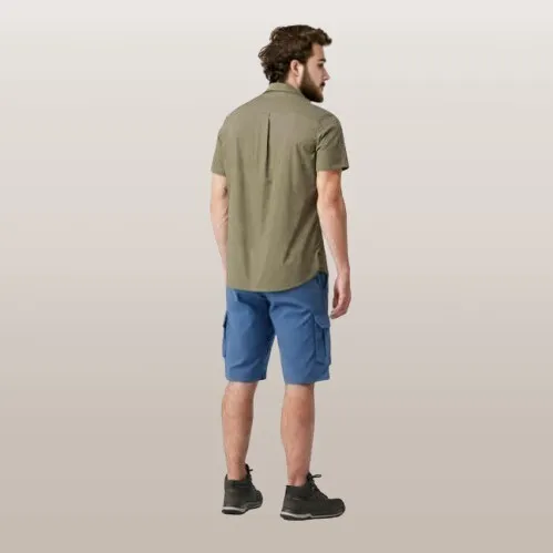 CHEMISE DE TREKKING VOYAGE TRAVEL 100 MANCHES COURTES BRUN HOMME