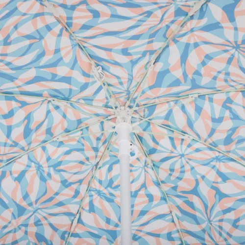 Parasol de plage compact 2 places UPF 50+ - Paruv 160 bleu fleurs