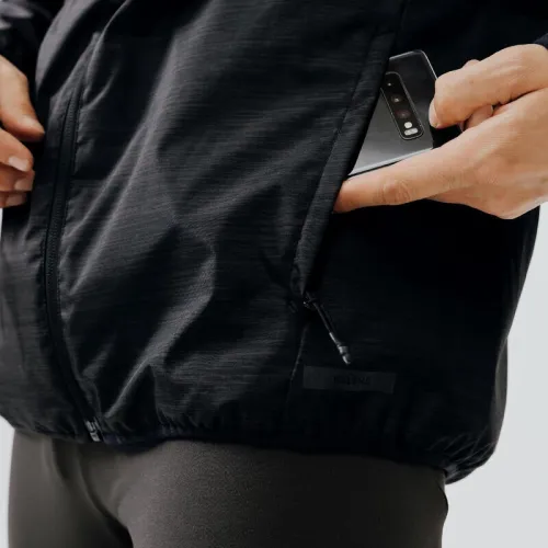Veste imperméable de running -coupe vent et pluie Kalenji 100 Homme Noir