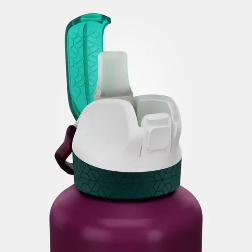 Gourde Decathlon enfant en alu 0,6L avec bouchon instantané et pipette pour la randonnée