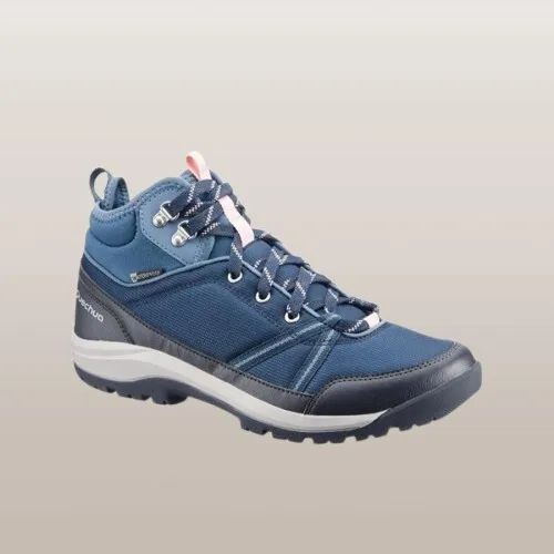 Chaussures de randonnée imperméables- NH100 Mid WP - Femme Bleu Tempête Decathlon 