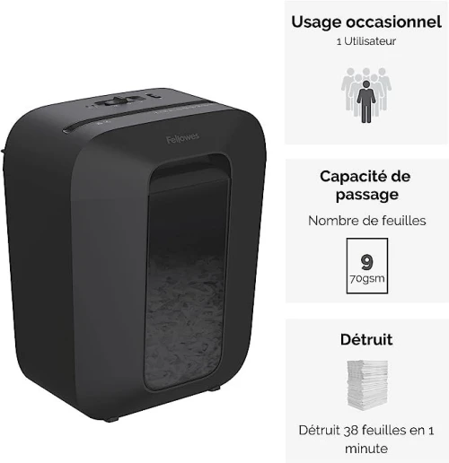 DESTRUCTEUR DE DOCUMENTS  FELLOWES  LX50 COUPE CROISEE P4 17LITRES