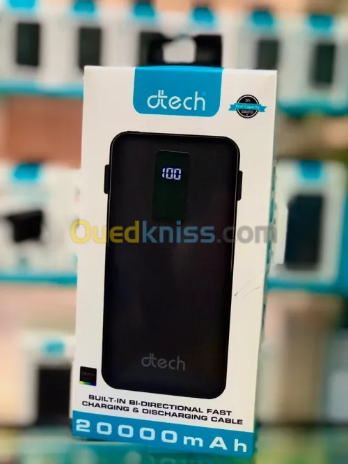 POWER BANK D-TECH DP20H 20000mAH FAST CHARGE USB/TYPE-C/LIGHTNING NOIR