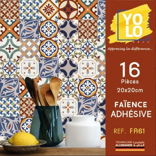 FAÏENCE ADHÉSIVE YOLO DECORATION 16P 20X20CM
