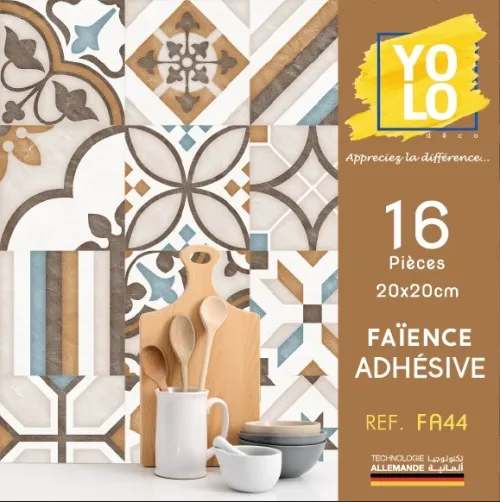 FAÏENCE ADHÉSIVE YOLO DECORATION 16P 20X20CM