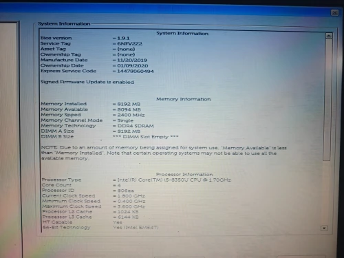 DELL LATITUDE 5400 I5 08TH 8GB 256SSD 14P