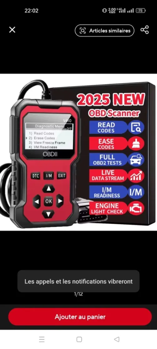 Scanner Obd2 pour voiture, outil de Diagnostic, lecteur de Code, lecteur de Code de défaut du moteur, peut diagnostic de tous les protocoles Obd