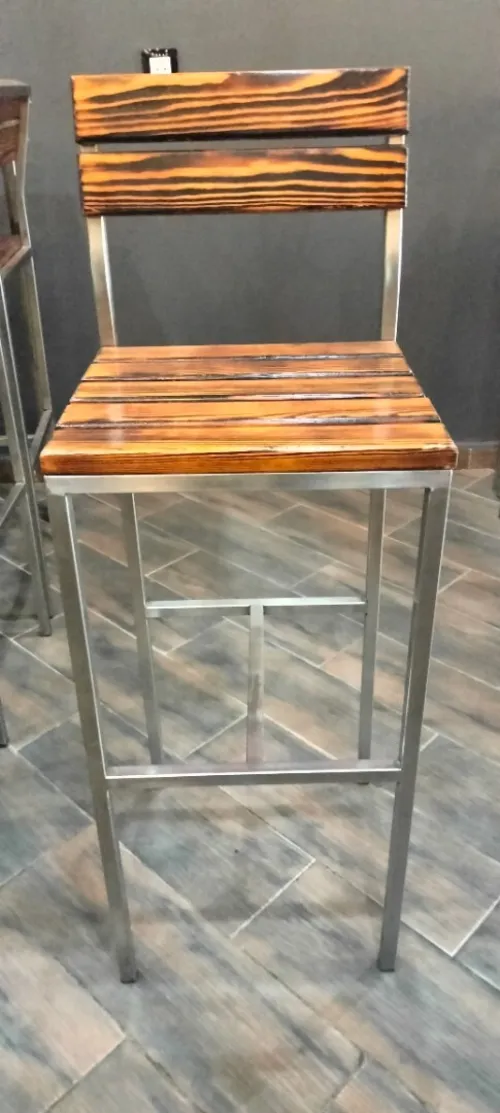 Lot complet tables & chaises inox AISI 304 + bois rouge américain idéal restaurant pizzeria