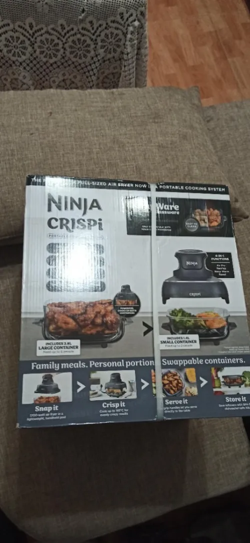 FRITEUSE AIR FRYER NINJA CRISPY 3.8L 1700W 2 RECIPIENT EN VERRE