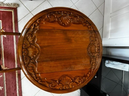 Meuble bar / desserte en bois massif vintage sur roulettes