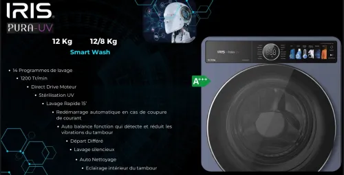 IRIS LAVE LINGE PURA UV 12 KG OCEAN BLUE
